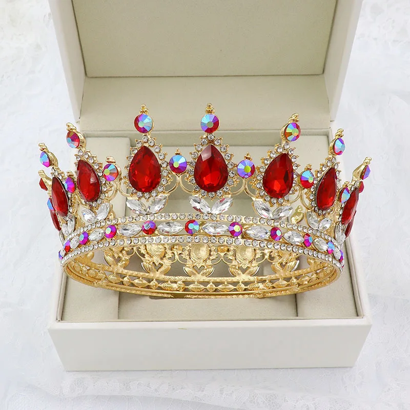 12 CM Baroque Luxury Princess Party Birthday Wedding Bridal Crystal Diamond Hair Accessories Metal Tiara Crown
