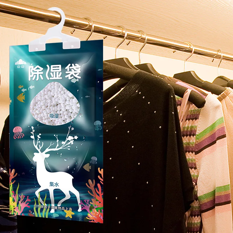 Household Disposable Hanging Air Dehumidifier Moisture Absorber Bag for Wardrobe Cabinet without Fragrance