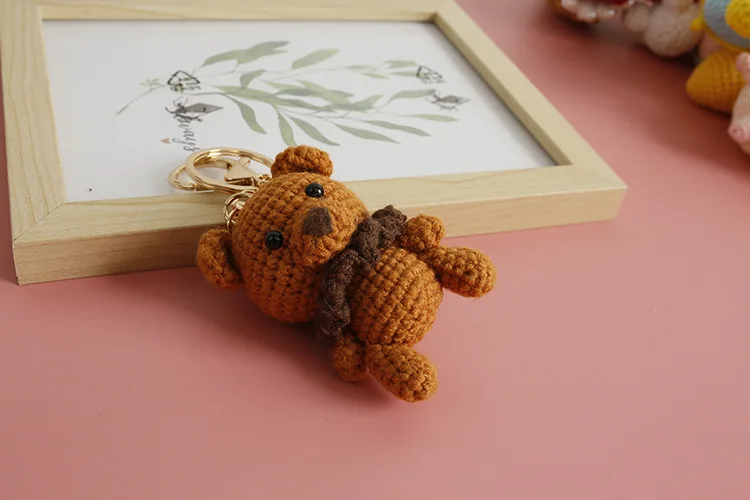 New 100% cotton crochet bear amigurumi keychains for gift