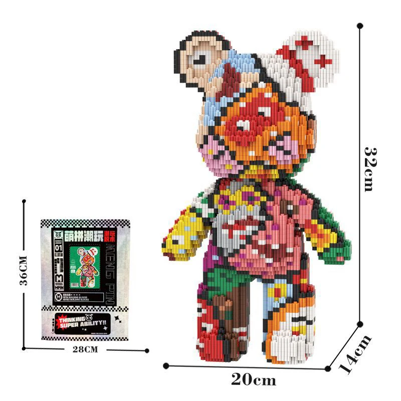 3D Beared Building Block Brick Kawaii Model Micro Diamond Bricks Developmental Toys For Boys Kid Children Birthday Gifts