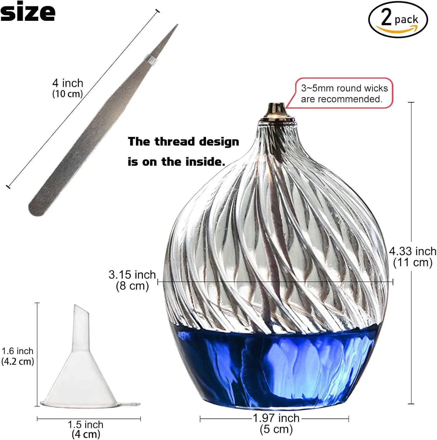 Custom Top Creative Clear Striped Glass Kerosene Lamp Oil Candle