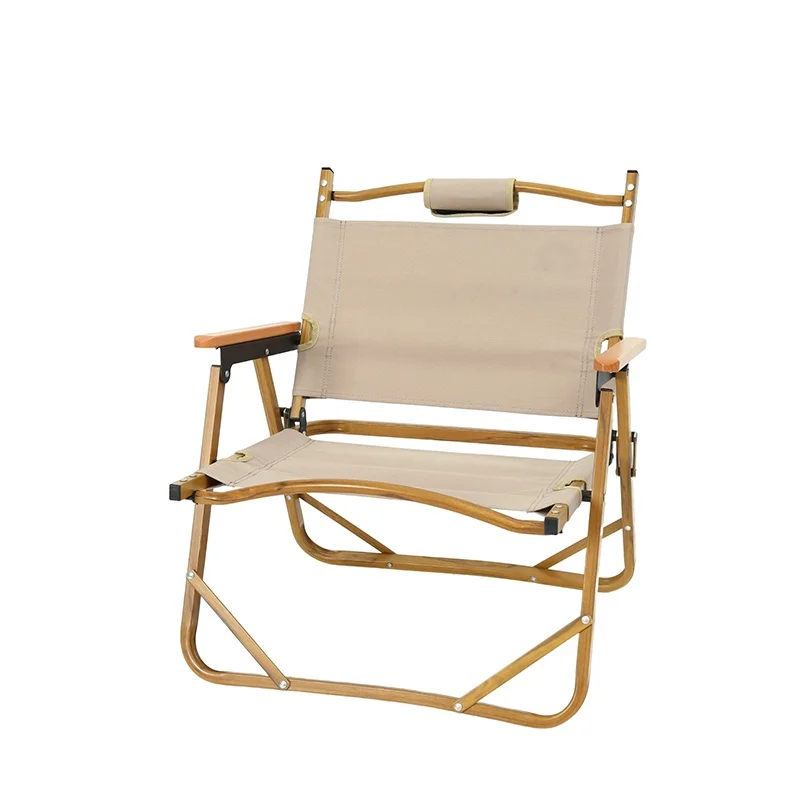 Factory Custom Wood Grain Aluminium Outdoor Kermit Chair Portable and Comfortable Luxury Camping Beach Chair