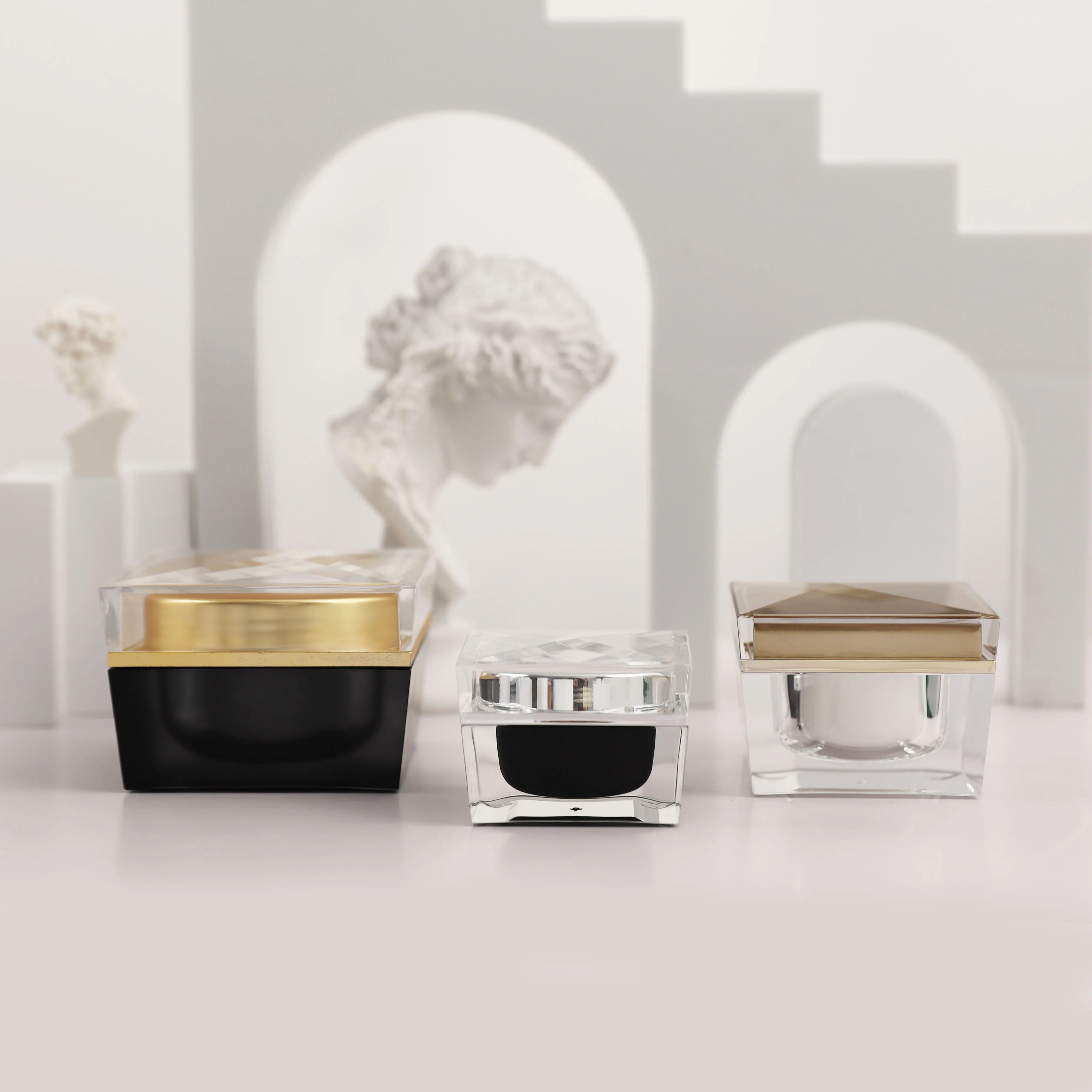 Square Acrylic Jar Cream Jar Cosmetic Packaging Factory Price 30g 50g 100g Acrylic Jar