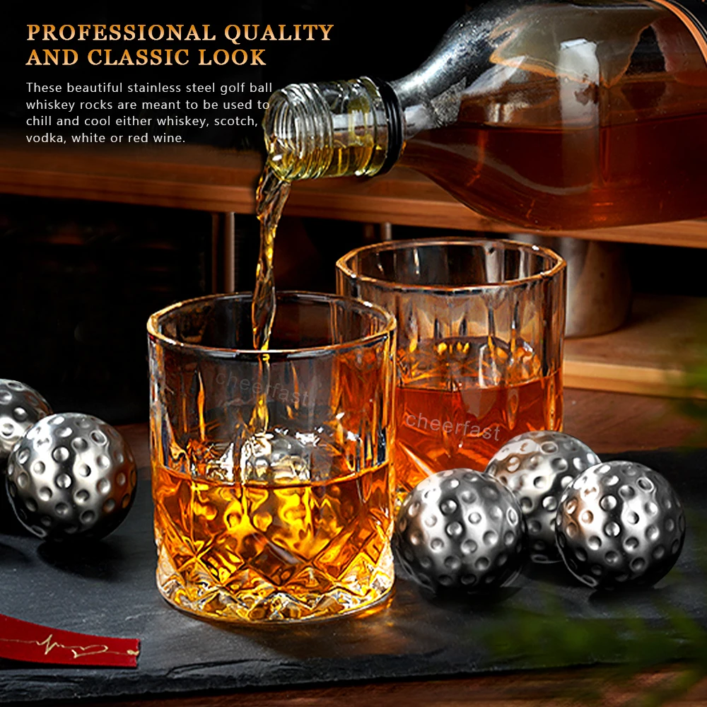 Newest Design Reusable Ice Cubes Cooling Stone Whiskey Large Golf Ball Chillers Stainless Steel 304 Food Grade Metal Ice Ball