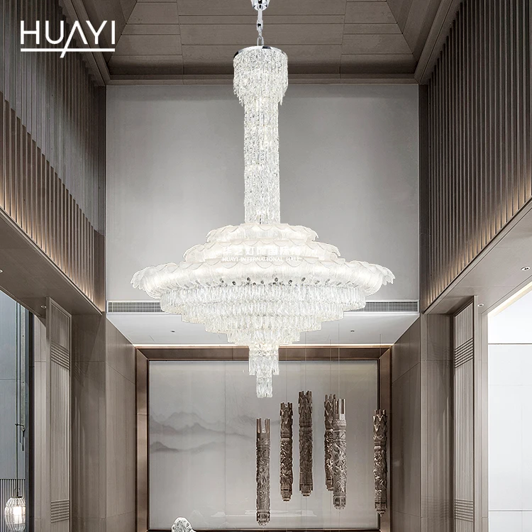 Customization Unique Luxury Crystal Decorative Villa Staircase Foyer Large Hotel Wedding Metal Big Chandelier For High Ceilings