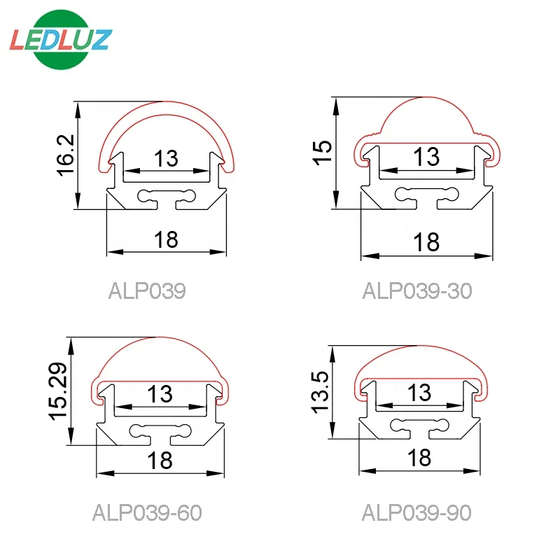 ALP039 Small Aluminium LED Profile With 30 DEGREES PMMA Lens For LED Strips