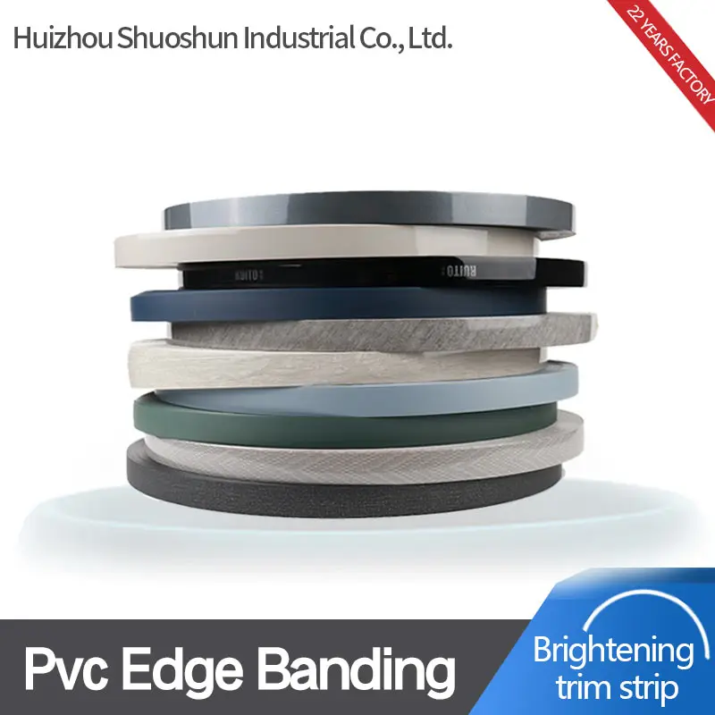 Shuoshun customized shelf edge banding strips waterproof thin plastic strips PVC white edge banding warm