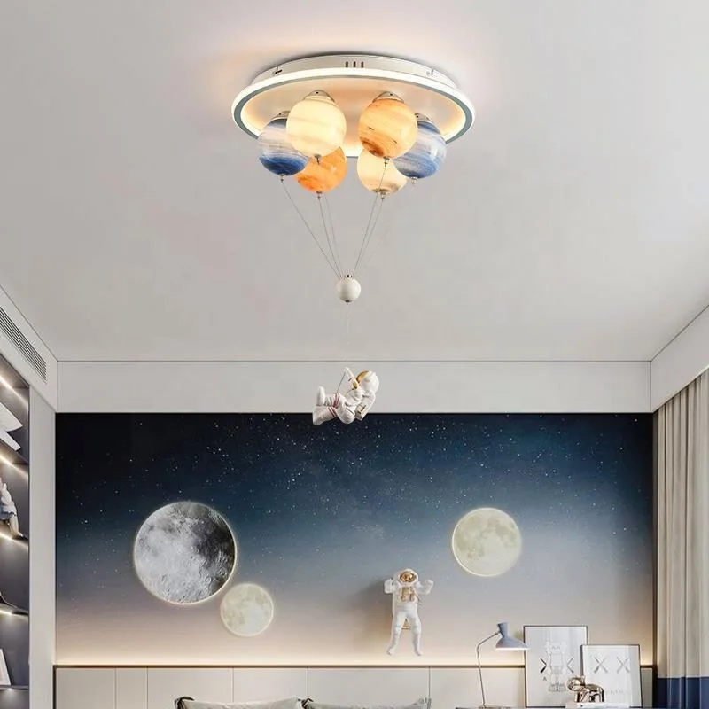 Shingel Modern Astronaut Star Led Pendant Lamp Iron Ceiling Chandelier E27 Bulb Acrylic Pendant Light Nordic Kids Lamp