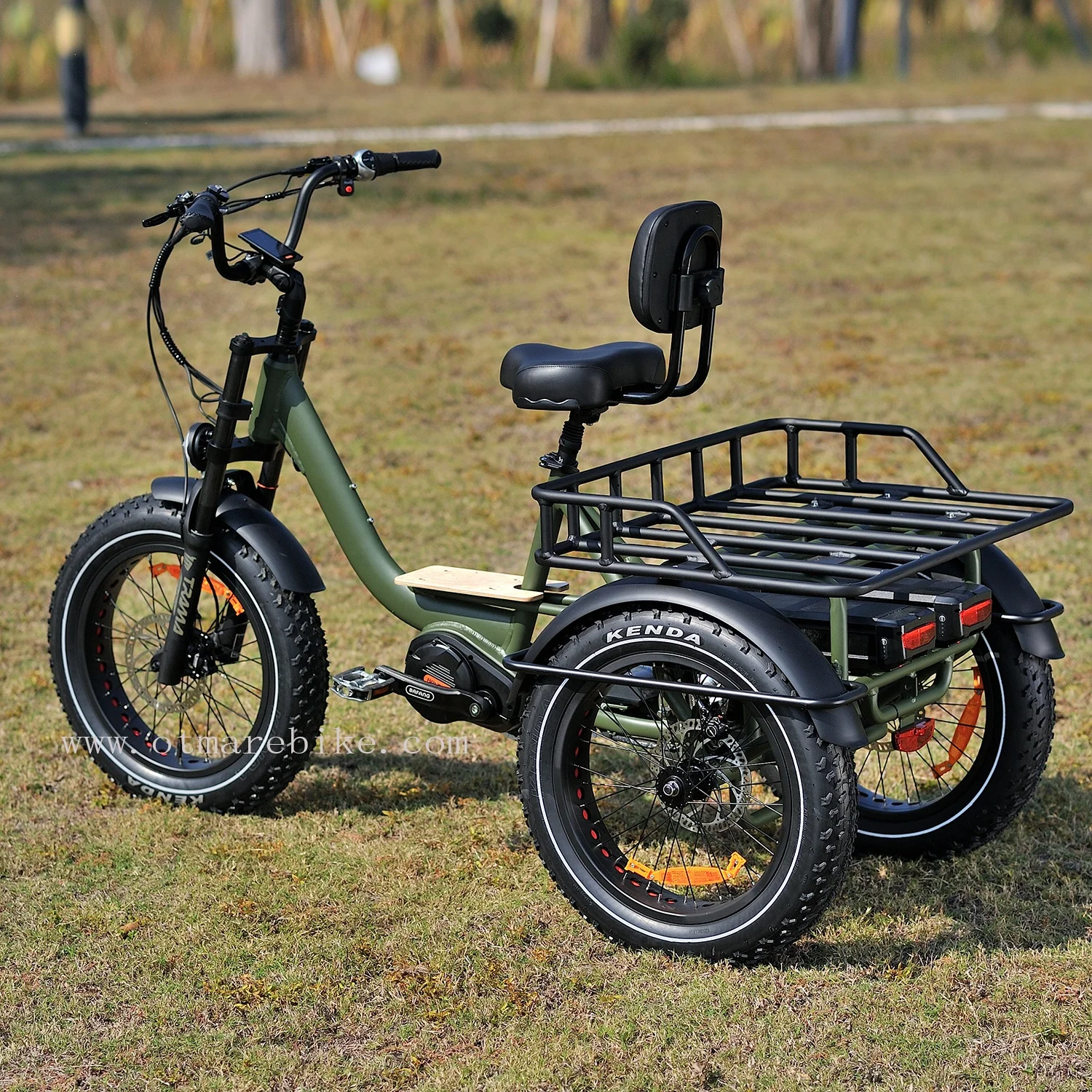 OTMAR Cargo Electric Tricycle Fat Tire Double Batteries Lithium 3 Wheel Electric Bicycle Mid Adult 20inch Etrike