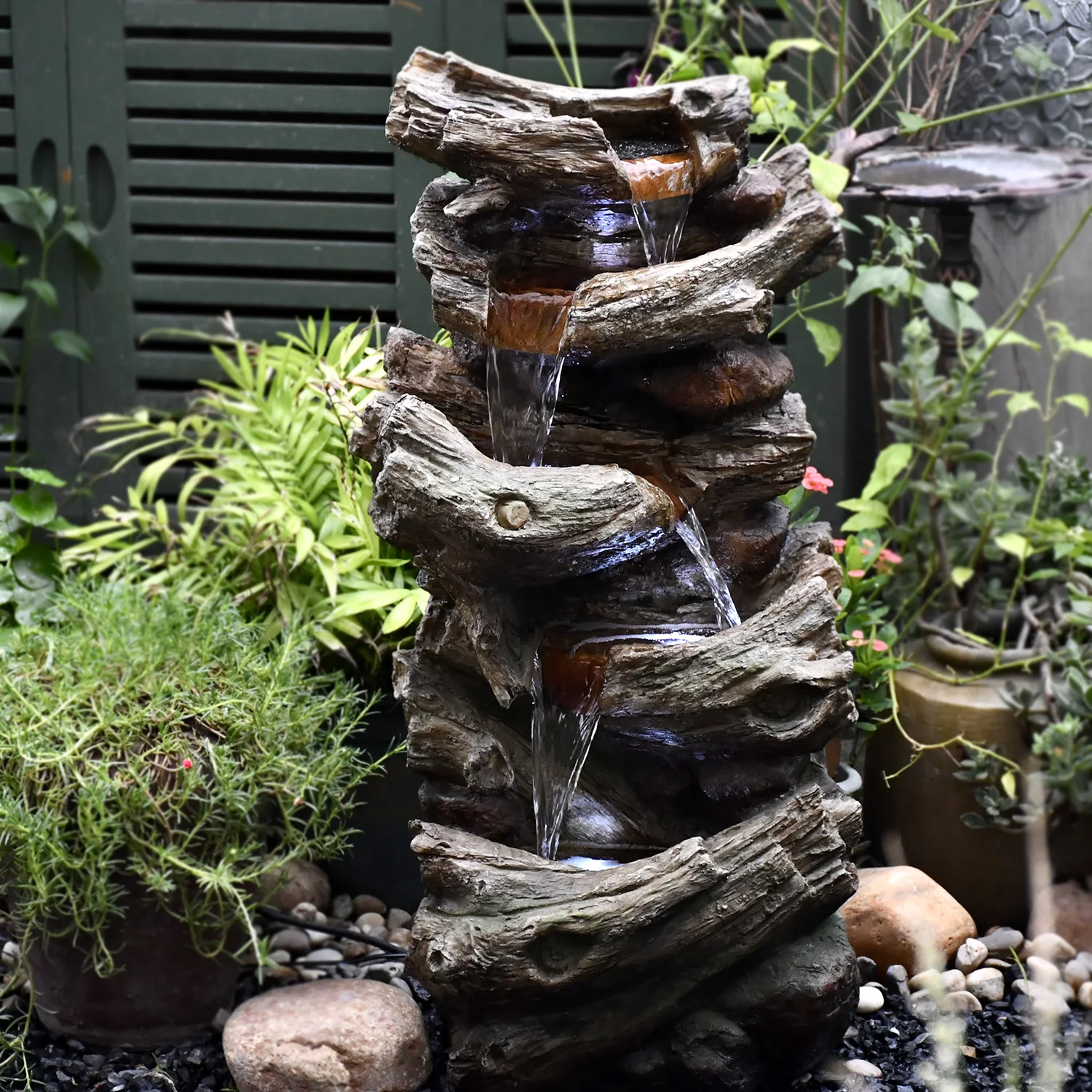 USA free shipping outdoor garden lawn lighting floor rack water fall fountain home decor Indoor led decorative lighting