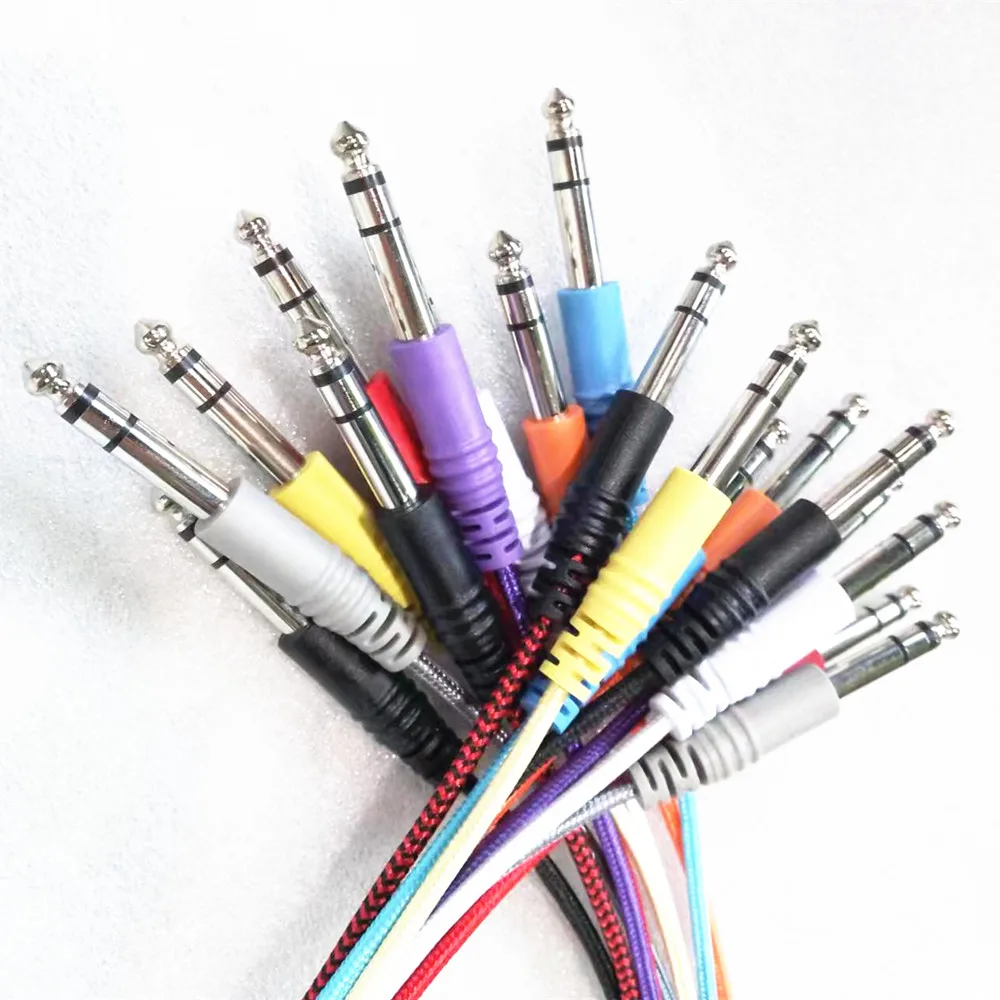 Colorful nylon braided 6.35mm(1/4) TRS to 6.35mm(1/4) TRS Stereo Audio Cable  Male to Male Guitar Cable