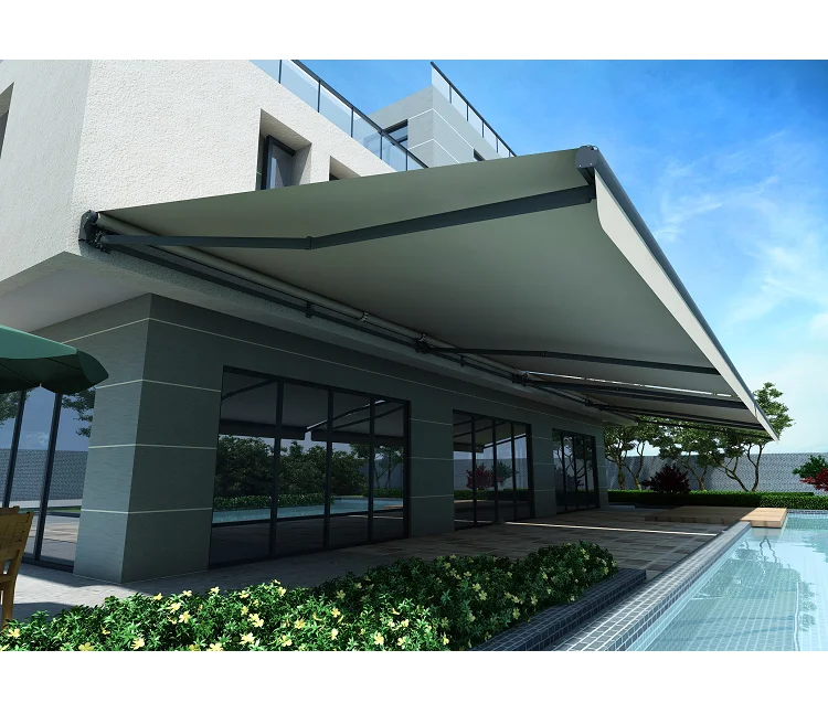 Outdoor Patio Sunshade Large Size 5m Projection Strong Aluminum Durable Electric Retractable Awning