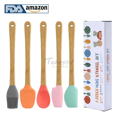 Hot Selling Sustainable Pastry baking Silicone Spatula Set oil brush cream scraper set
