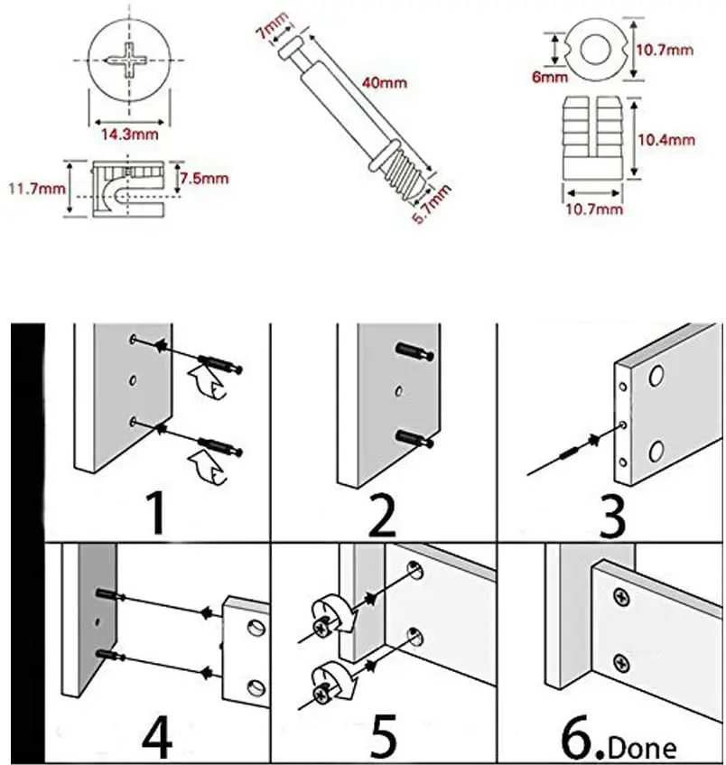 Mini fix Excentric Cam Furniture Hardware Connecting Fitting 16Mm Furniture Plastic Shelf Support Cabinet Connector