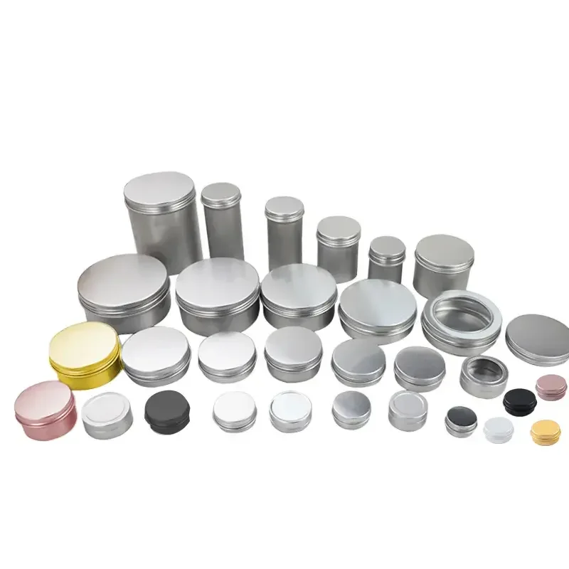 5ml 10ml 15ml 25ml 30ml 50ml 60ml 80ml 100ml 150ml 6oz aluminium jar 50g aluminum tin container 50ml flat aluminium tin