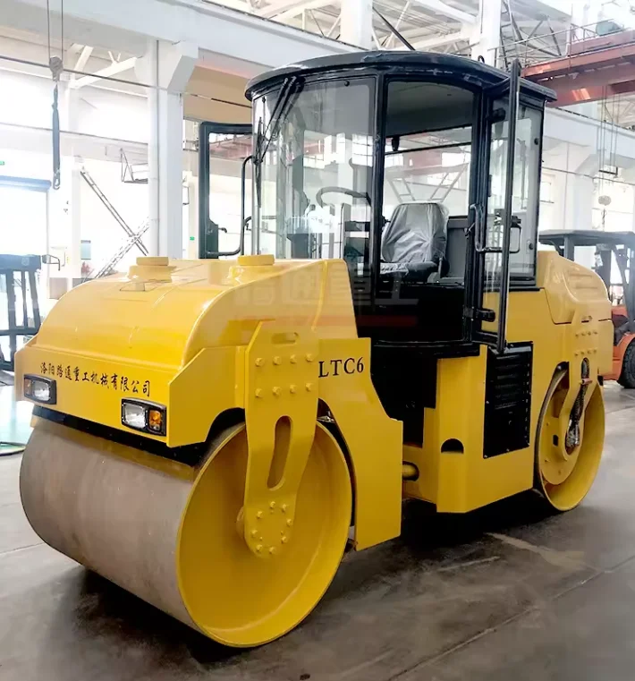 6 ton automatic soil compactor machine  double drum vibratory road roller