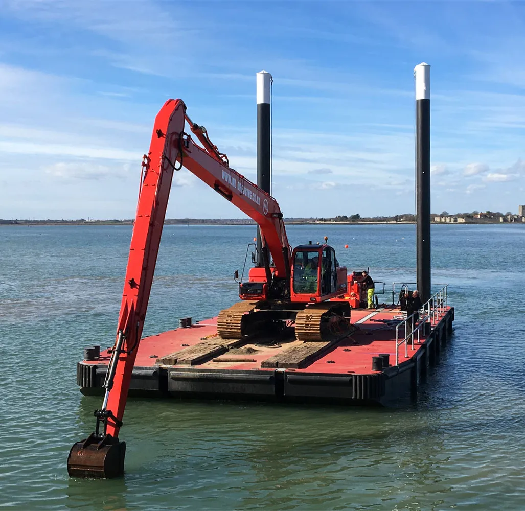 Popular excavator floating Pontoon Barge with spud system hot sale in Europ