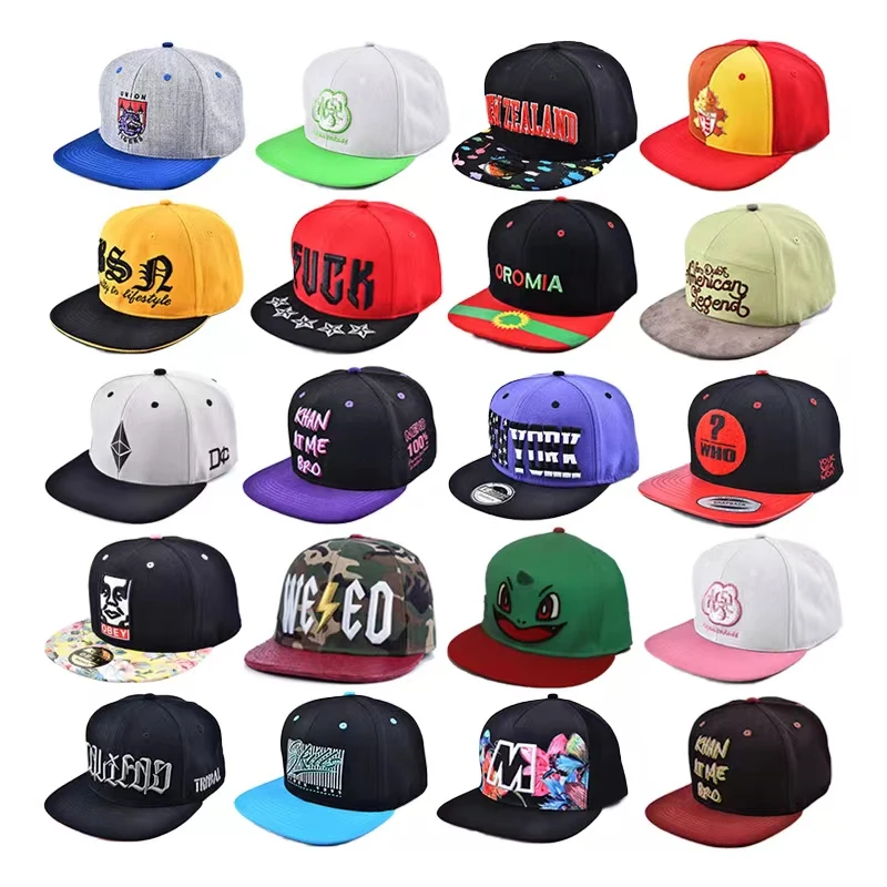 6 Panel Low Profile Custom Embroidery Unstructured Flat Bill Hats Wholesale Snapback Caps Hat