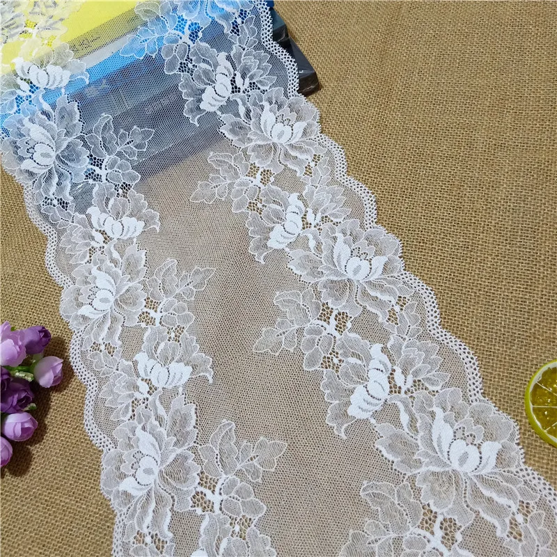 
23CM high quality organza French fabric spandex machine warp knitting lace decorative wedding fabric 