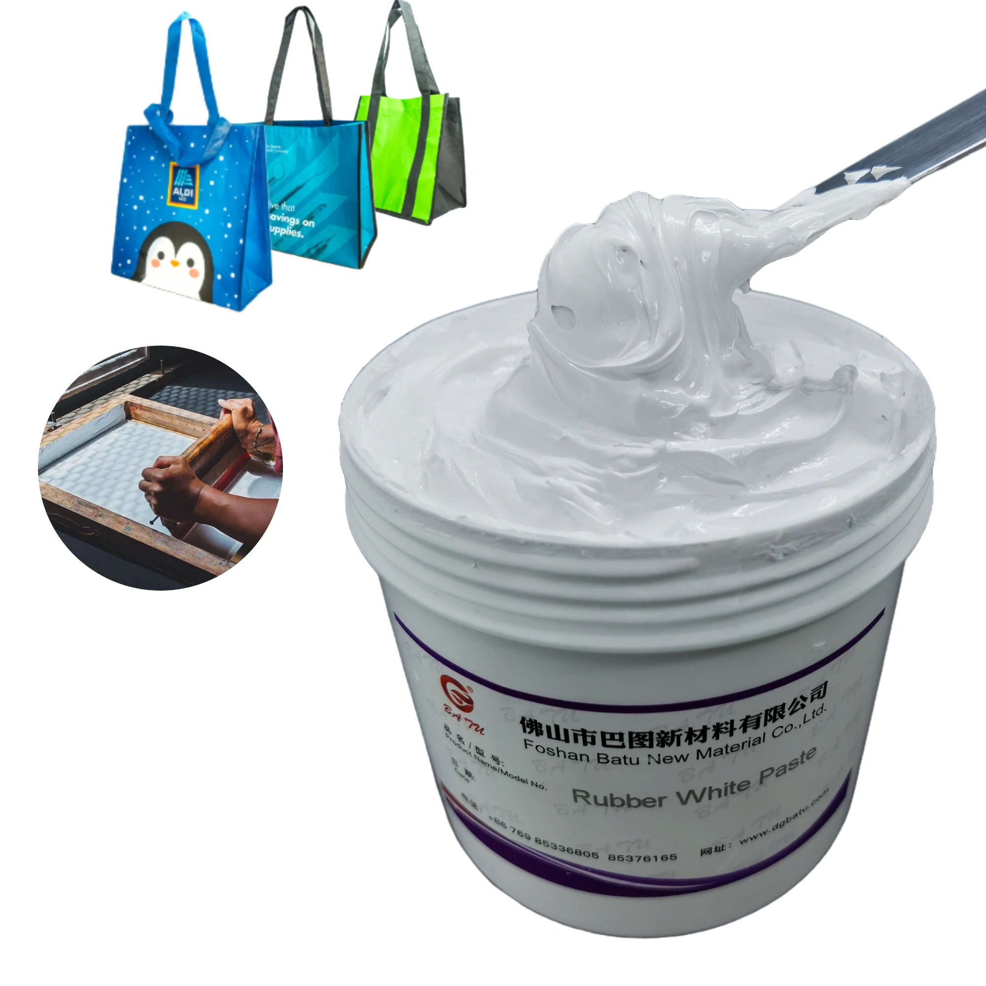Best selling water base non woven printing ink for screen printing rubber paste white