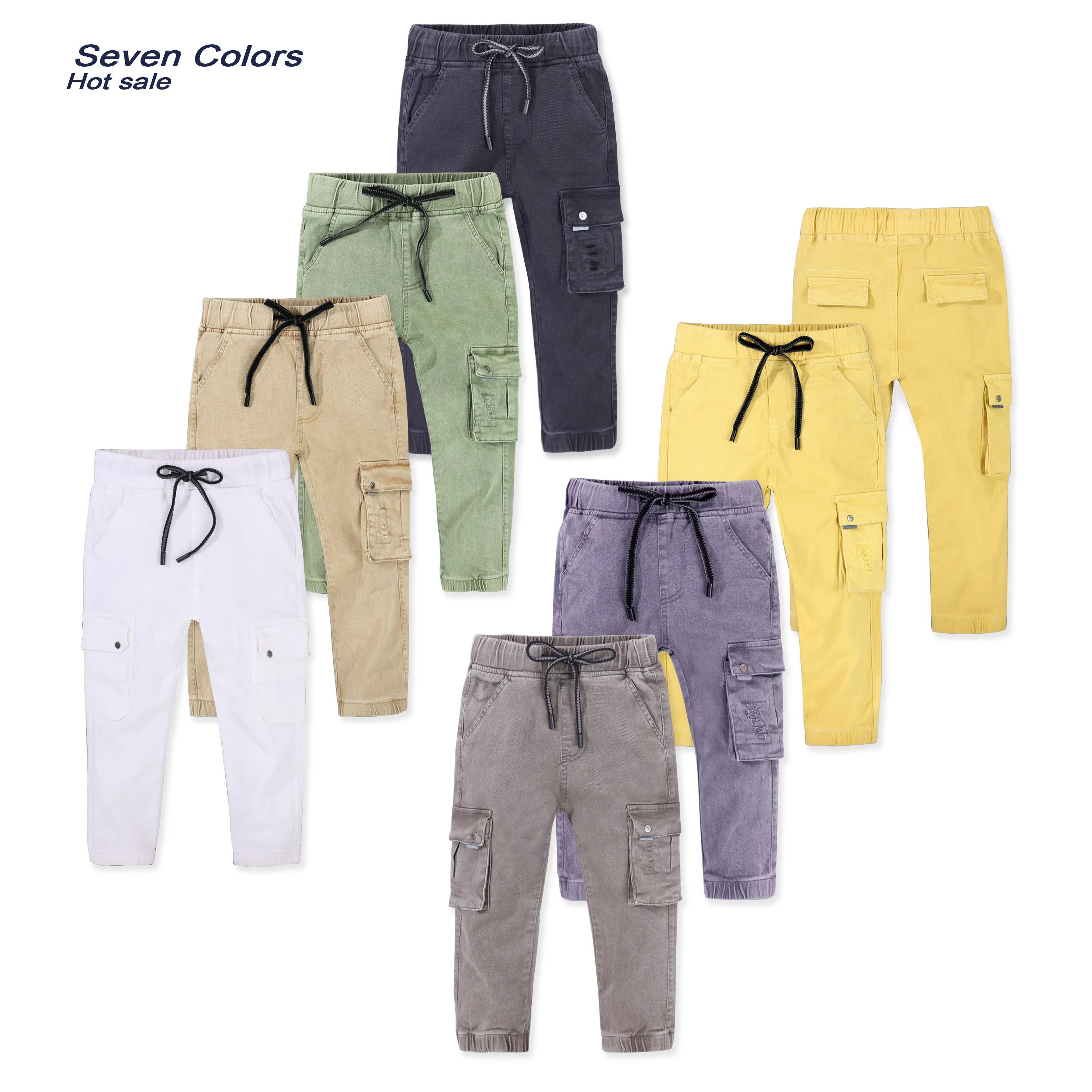 Multiple Color Chino Long Trouser Daily Kid Street Wear Pocket Cargo Pants For Children Boy