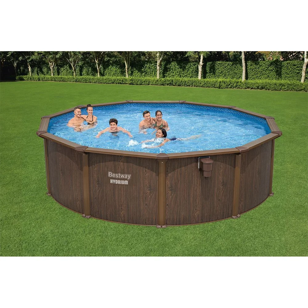 16 Ft x 52 In Large Bestway Hydrium Steel Wall Pool Outdoor Round Above Ground Swimming Pool Kit