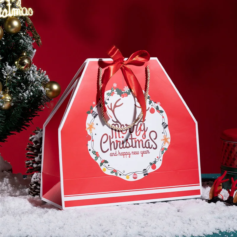 Wholesale Recyclable Promotional Custom Printed Packaging Gift Christmas Paper Bag With Handle