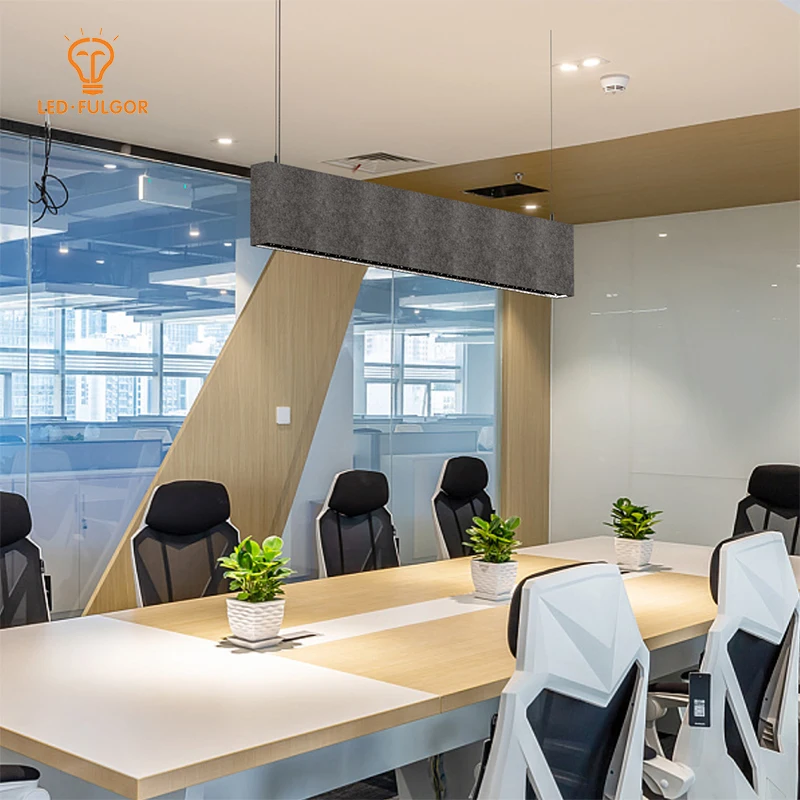 Linear design fireproof DALI dimmable led pendant office Absorber Acoustic Light Fixture