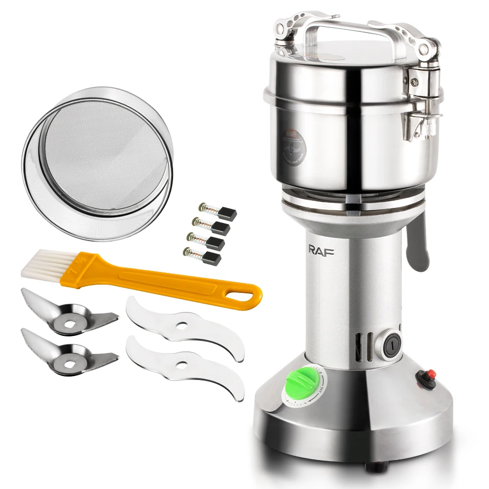 RAF Electric Nut Powder Making Machine 200G Spicy Pepper Spice Nuts Mill Stainless Steel Grain Grinder Flour Mill