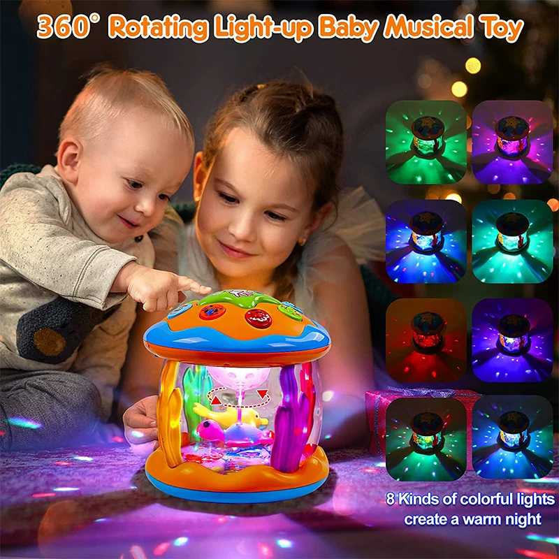 Infant Babies Ocean Rotating Light Up Musical Learning Toys Early Educational Toys for Toddlers 12-18 Months