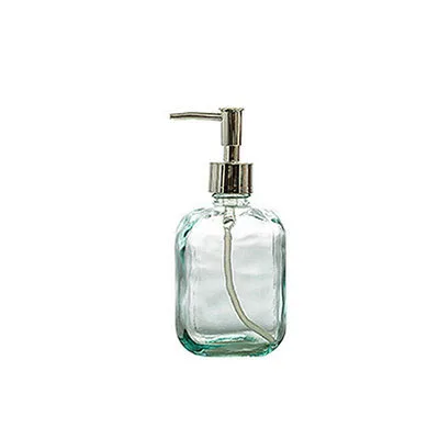 450ml glass blue hand sanitizer bottle with stainless steel pump dispenser for lotion