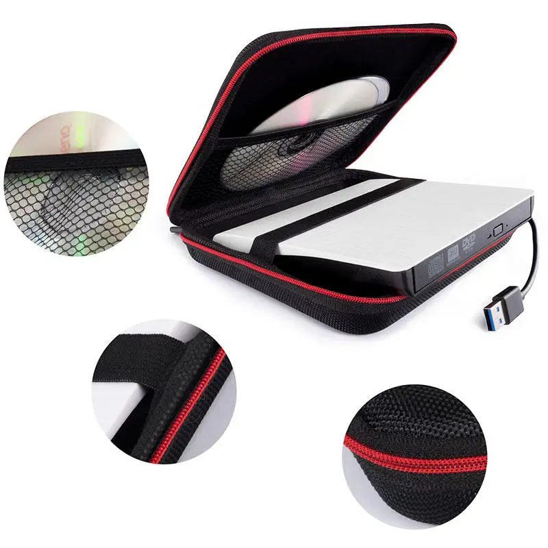 Suitable for external optical drive storage bag, burner protective case, mobile CD storage case, hard case, portable rope