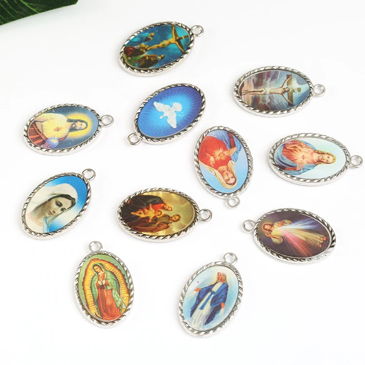 Catholic Miraculous Virgin Mary alloy  plated Medal Charms medals
