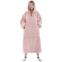 Hoodie One-piece Home Wear Winter Warm Pocket Hooded Blankets Sweatshirt Big Elegant Design Cozy Hood