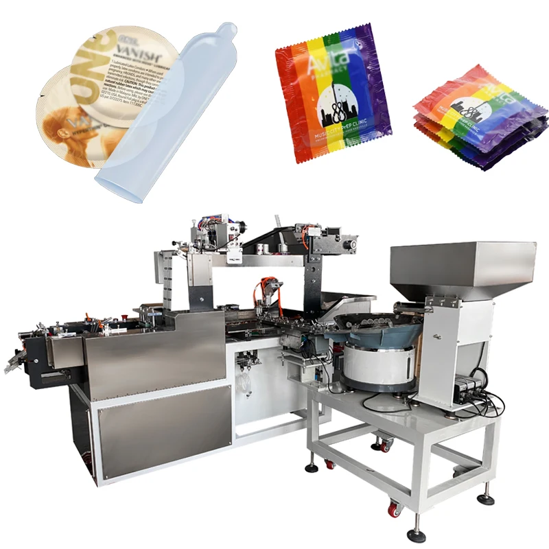 Full Automatic Condoms Aluminum Film Different Shape 4 Sides Sealing Condom Packing Machine