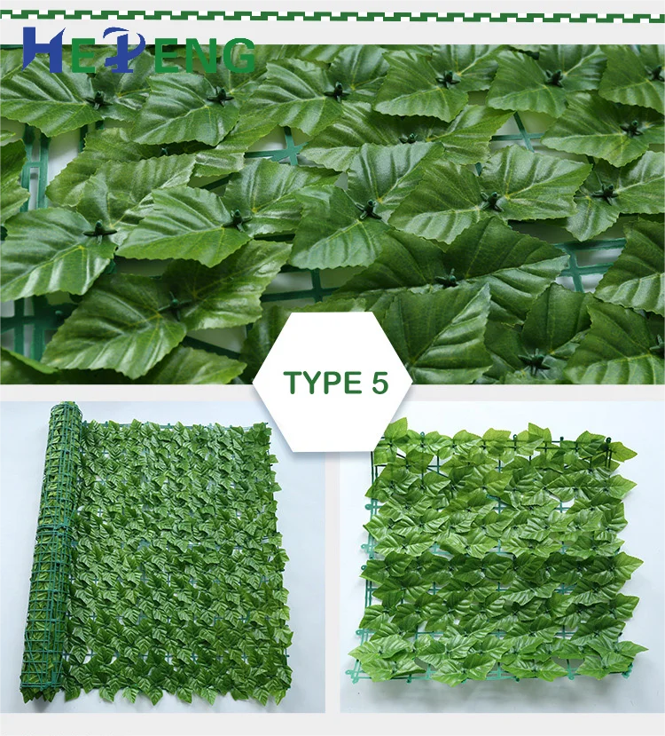 Artificial Grass Flower Leaf and Plant Wall Privacy Plastic Green Leaves Fence for Shrubs and Other Outdoor Plants