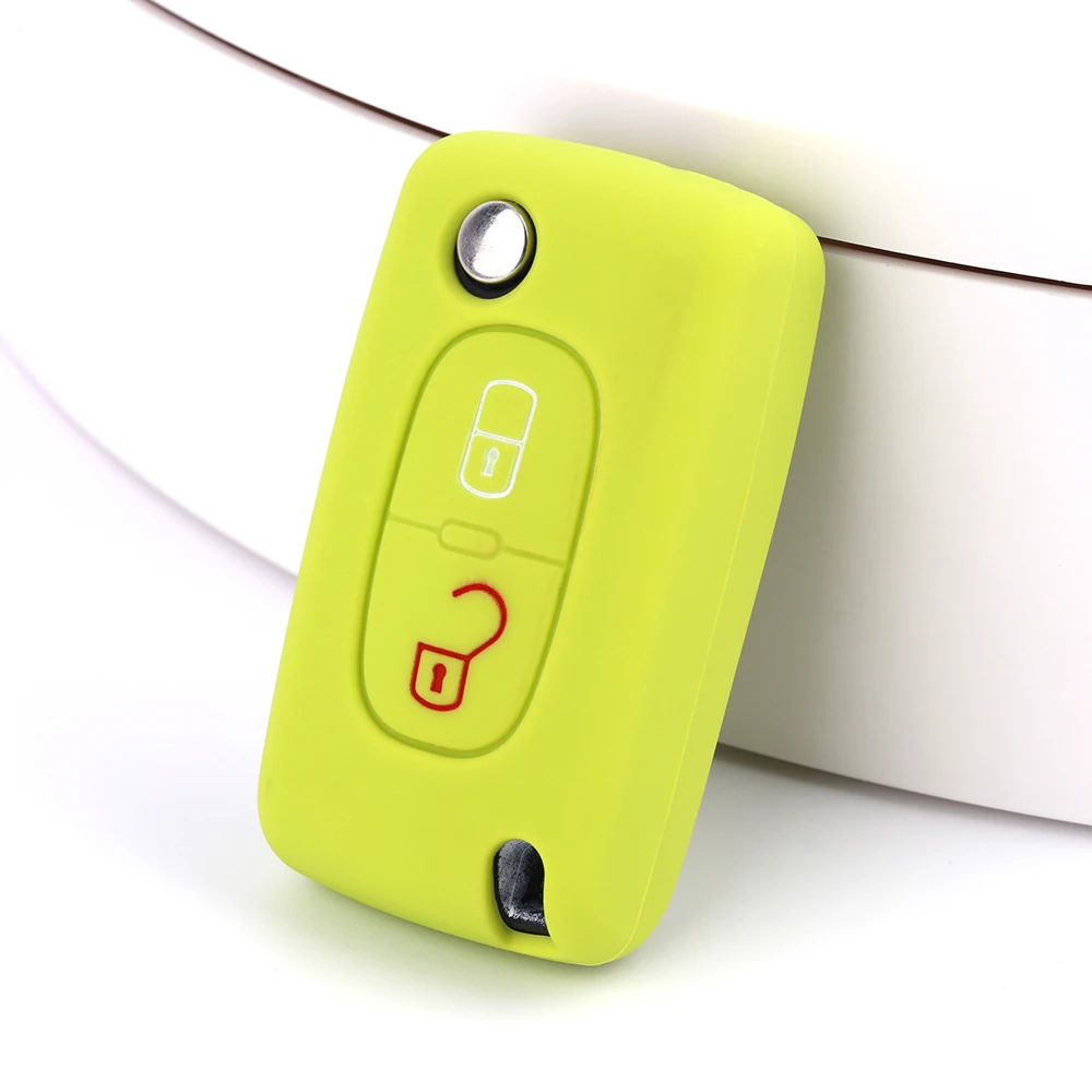 High Quality Multiple Color Options Silicone Folding 2 Buttons Car Key Cover Case