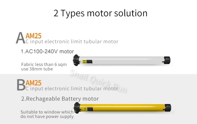 New design AC 100-240V RF control  diameter 25mm motor tubular roller