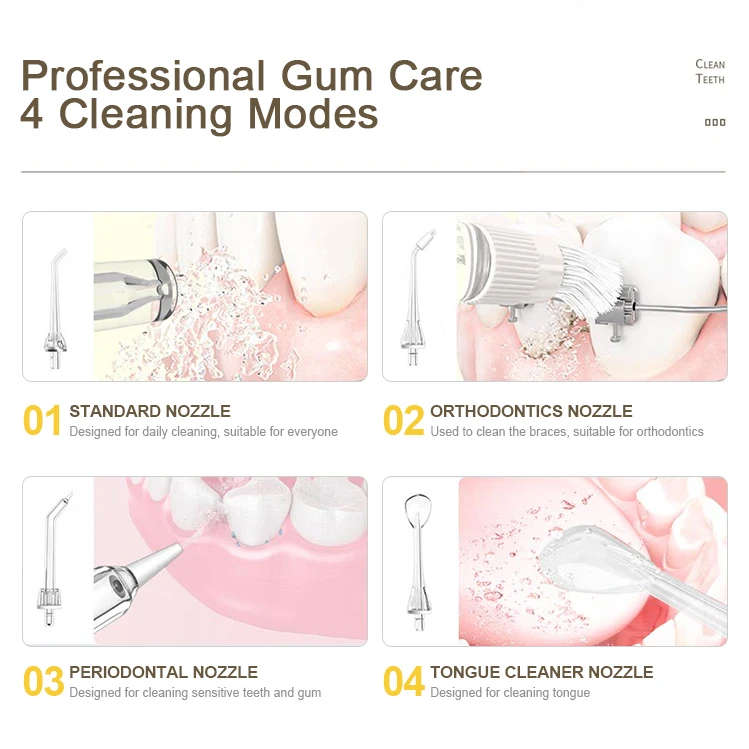 4 in 1 Cordless Portable Slide Electric Dental Water Jet Floss Aqua Pick Flosser Teeth Cleaning Oral Irrigator Dental Floss