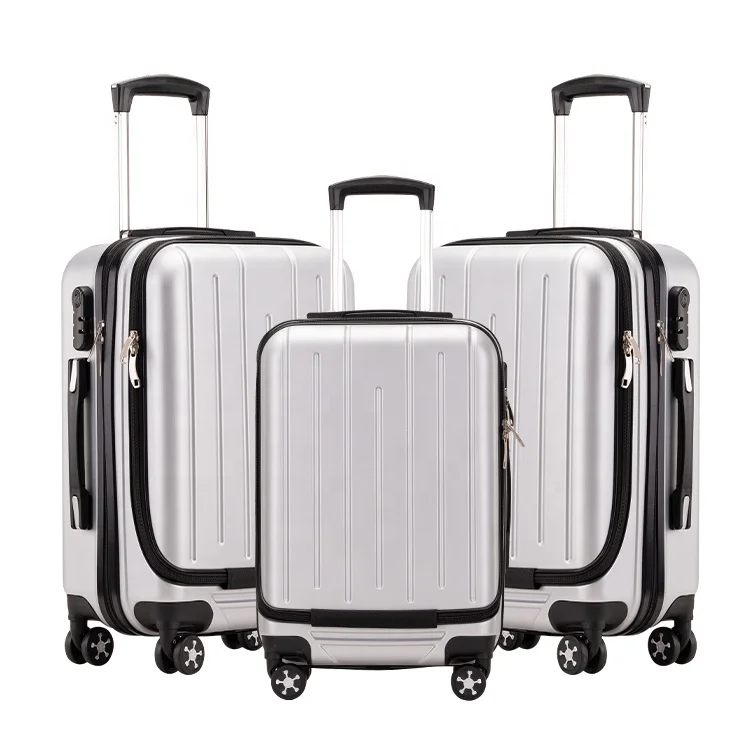 
Best selling custom ABS+PC trolley case suitcase front opening double open Luggage 