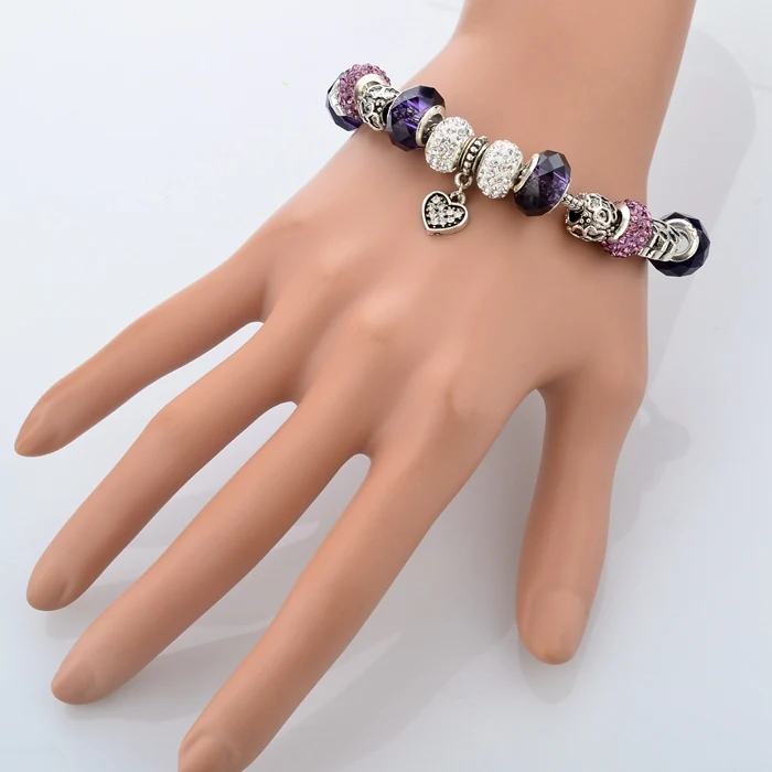 SUXUAN Jewelry Factory Price Custom Designs Silver Murano Glass Beads Bracelet Various Charms Options Snake Chain Bracelet