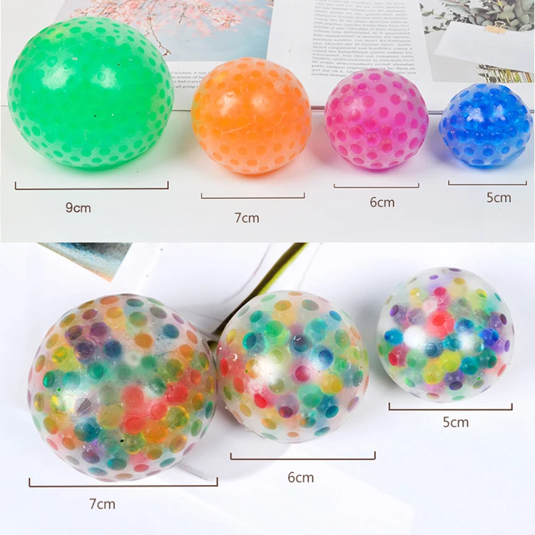 Soam Color Bead Children Adult Decompression Vent Ball Squeeze Pinch Music TPR Decompression Color Bead Funny Ball Toys
