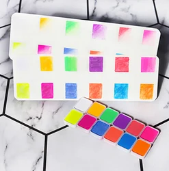 Watercolor Paint Gradient Marble Effect Shimmer Neon Pigment Powder Nail Polymer Powder Set