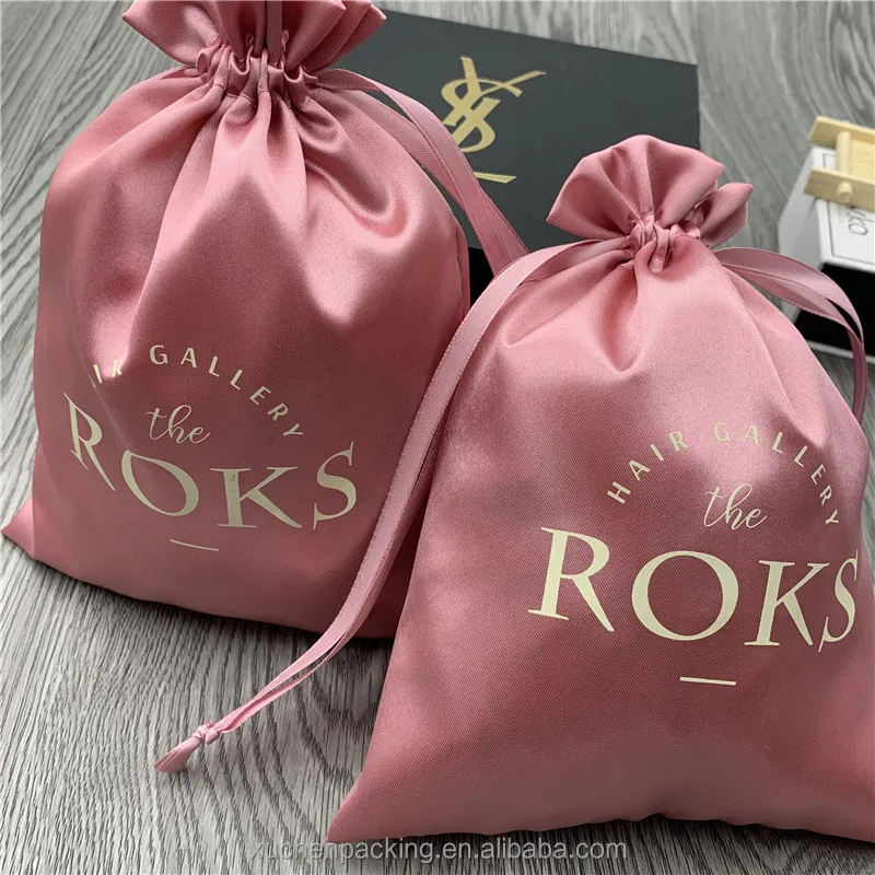 Luxurious Rose Gold Silk Satin Drawstring Bag for Makeup & Hair Gallery