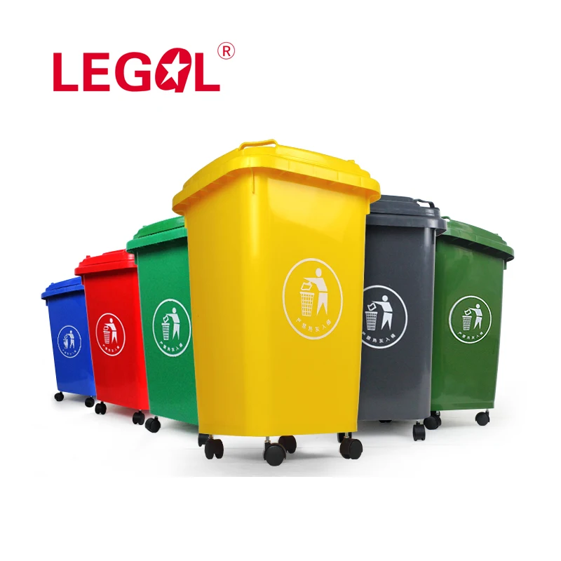 Customized plastic waste bin with storage ready stock 50 liter trash can mini rubbish wheelie bin