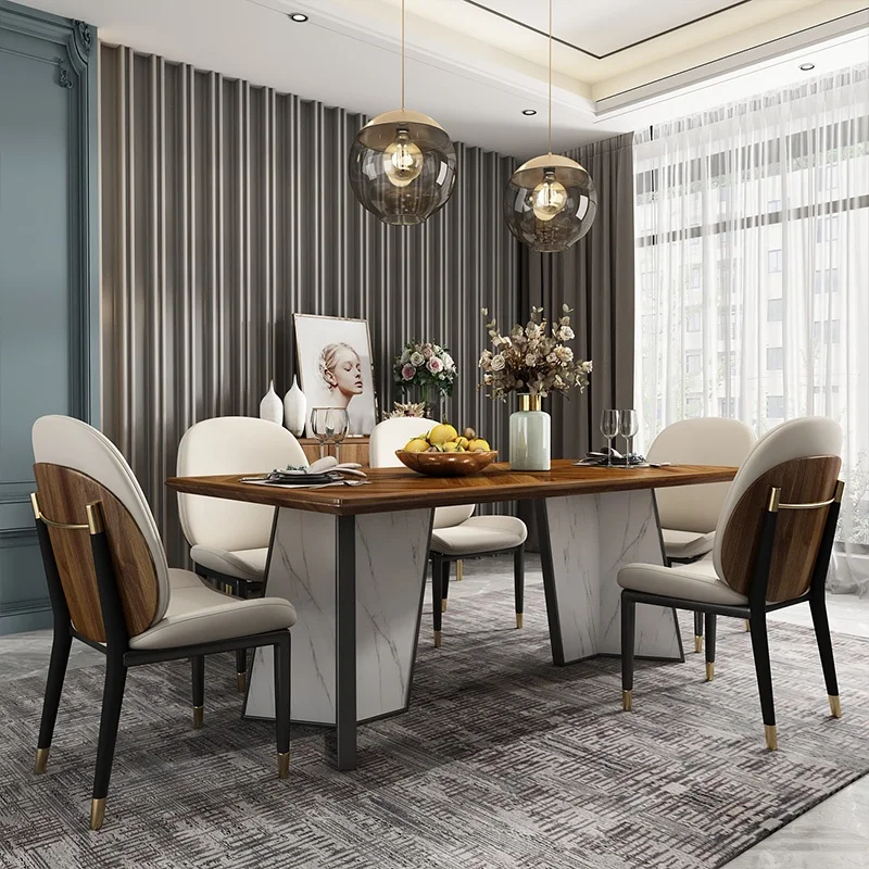 Modern classic matching dining chair ebony wood with high-quality leather exquisite luxury and elegant dining chair