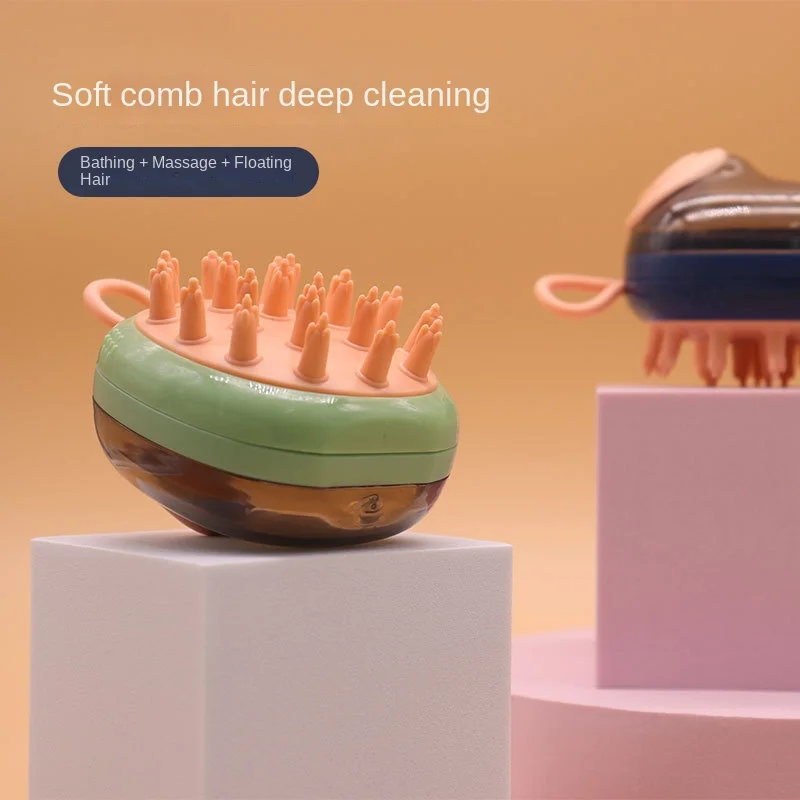 YYH Soft Safe Pet Cleaning Grooming Tools Dog Cat Bath Massage Brush Shampoo Dispenser 2 In 1 Dog Cat Shower Comb