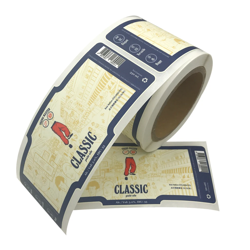 Waterproof beer glass bottle label  wine packaging label  bottle plastic sticker labels