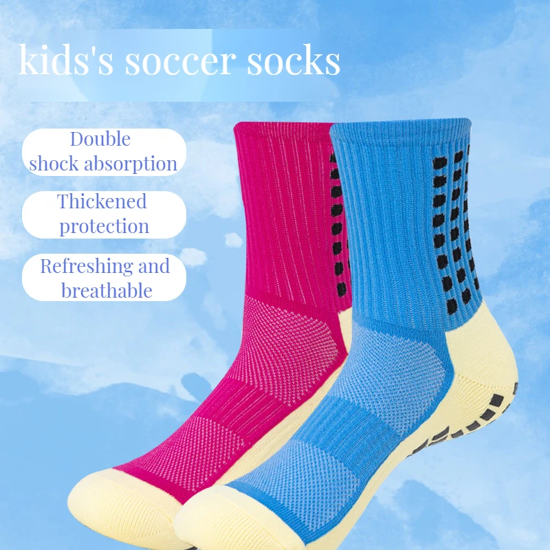 children anti slip grip soccer crew socks for kids