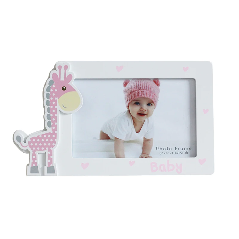 Giraffe Designs Baby Memory Wooden Photo Frame MDF Material Love You in Blue for Boys Pink for Girls Home Display DIY Projects